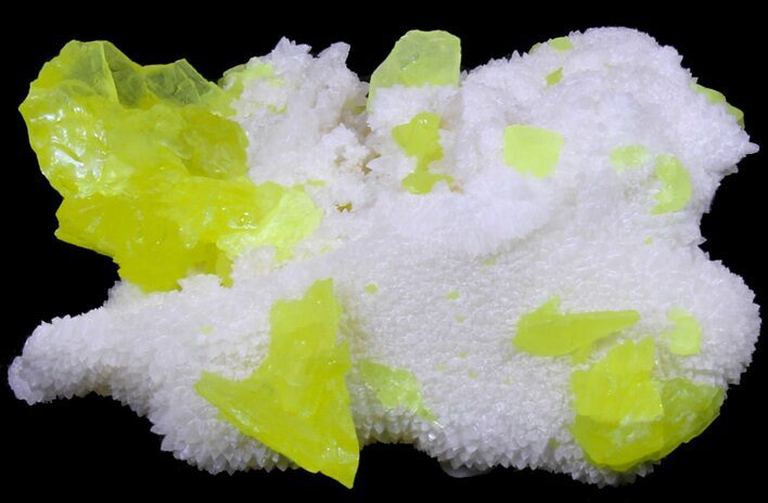Sulfur Crystals on Aragonite - Italy #39016